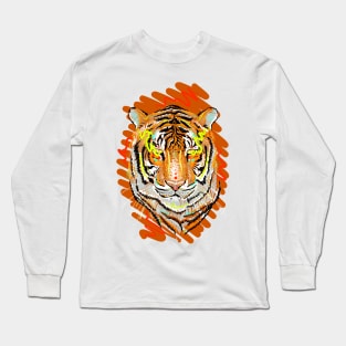 Freehand drawing of a tiger vector colorful illustration. Year of the tiger. Long Sleeve T-Shirt